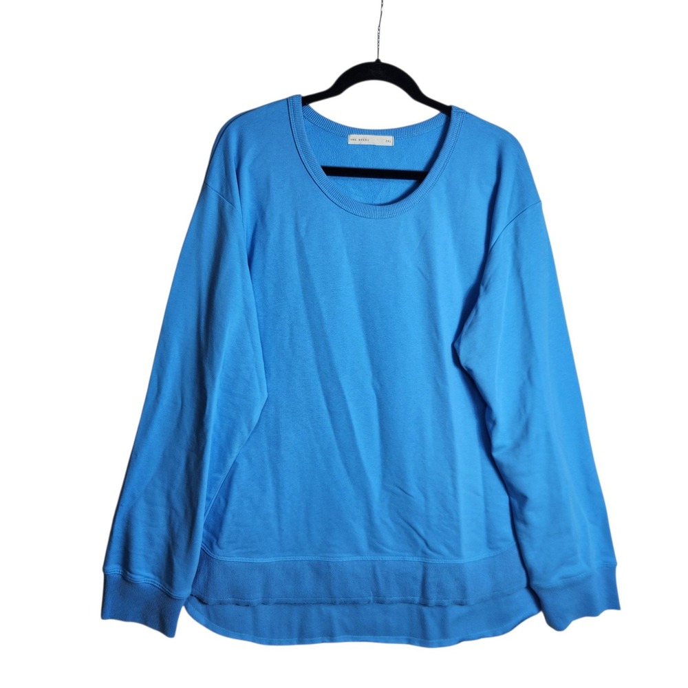 3rd Story Womens Blue 100% Cotton High-Low Crewneck Sweatshirt Size 2XL